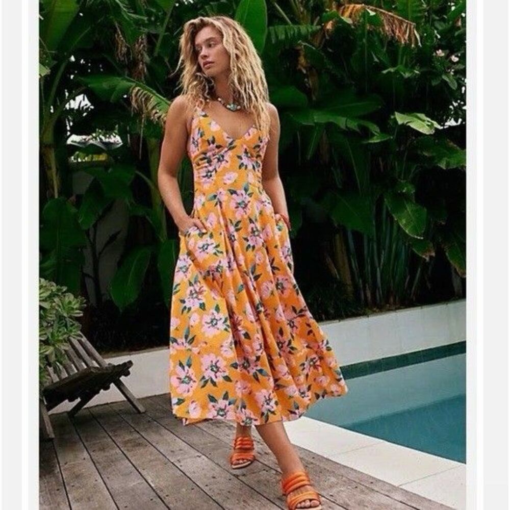 Free People Yellow Floral Maxi Dress